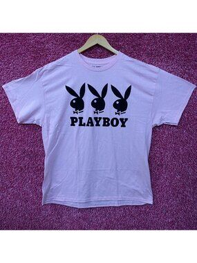 Playboy Triple Bunny Logo Rhinestone Graphic T-Shirt XL